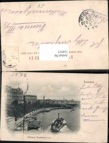 124315,London Thames Embankment Schiff 1900