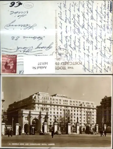 165137,London Marble Arch and Cumberland Hotel Ansicht Automobil Personen 1937