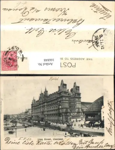 166848,Liverpool Lime Street Kutsche Strassenbahn 1902