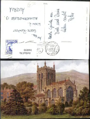 166850,Malvern The Priory Church Kirche Künstler Ak