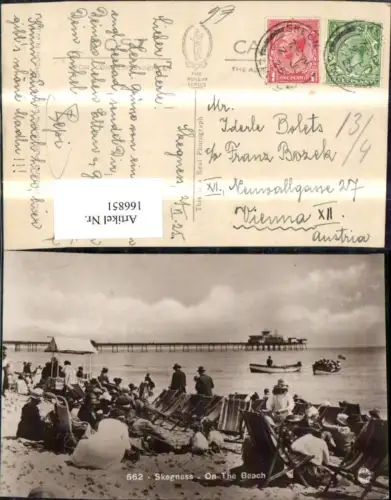 166851,Skegness On the Beach Strand Badegäste Boot Liegestühle 1925