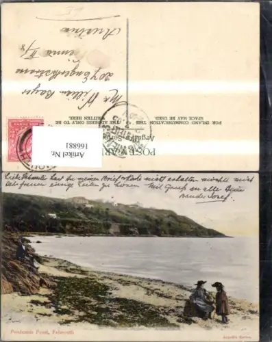 166881,Falmouth Pendennis Point Strand m. Mädchen 1905