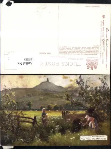 166888,Glastonbury The Tor Picturesque Somersetshire pub R. Tuck and Sons Oilette 7795