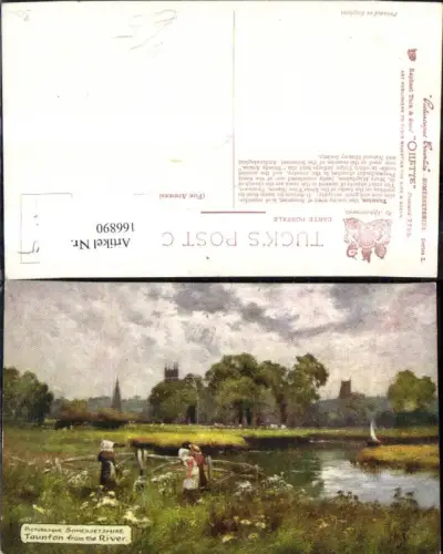 166890,Taunton from the River Picturesque Somersetshire Künstler Ak pub R. Tuck and Sons Oilette 7795