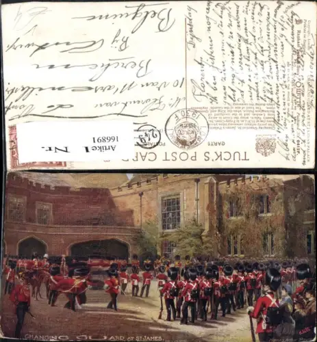 166891,Changing Guard at St James Soldaten Uniform Bärenmütze pub R. Tuck and Sons Oilette 6412F