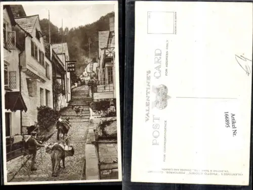 166895,Clovelly High Street Männer Esel Packesel