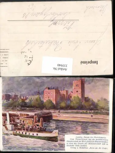 335940,Litho London Themsestrand Boot pub Reise um die Erde