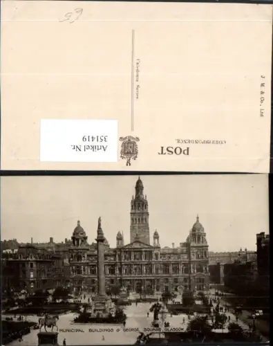 351419,Glasgow Municipal Buildings and George Square Rathaus Säule