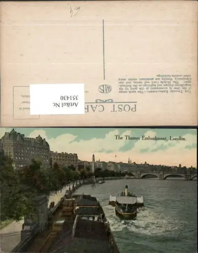 351430,London The Thames Embankment Fluss Dampfer Brücke