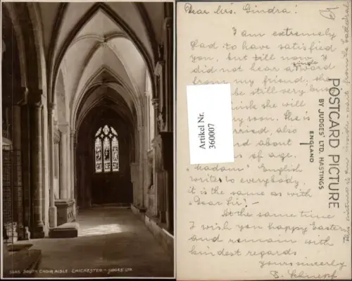 360007,Chichester South Choir Aisle Kirche Innenansicht