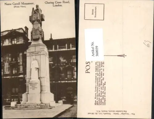 360039,London Charing Cross Road Nurse Cavell Monument Denkmal