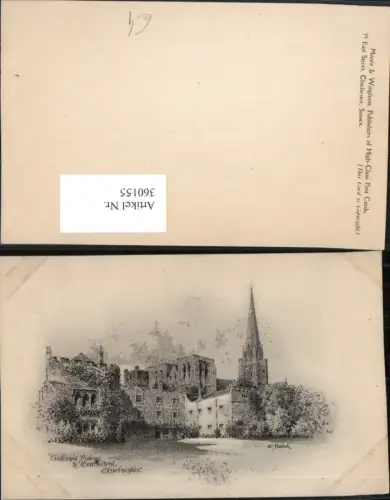 360155,Künstler AK George Fossiek Chichester Bishops Palace and Cathedral Kirche