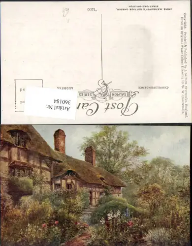 360184,Künstler AK W. W. Quatremain Stratford-on-Avon Anne Hathaways Cottage Garden Garten