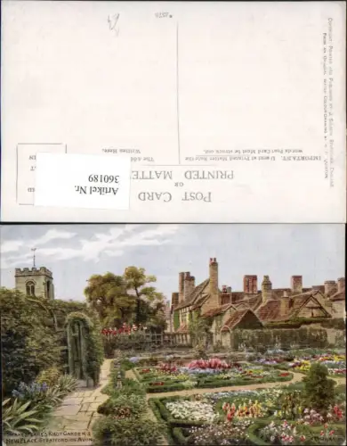 360189,Künstler AK A. R. Quinton Stratford-on-Avon Shakespeares Knot Garden and New Place