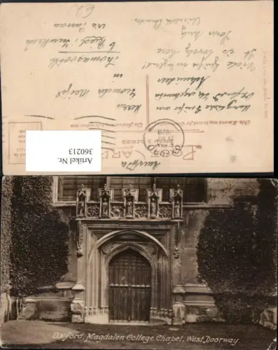 360213,Oxford Magdalen College Chapel Doorway Kirche Kirchenportal