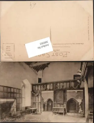 360283,Bakewell Haddon Hall Banqueting Hall Innenansicht Trophäen