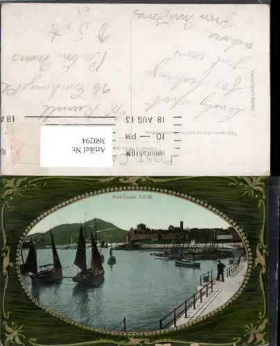 360294,Isle of Man Peel Castle Schloss Burg Segelboote Boote Passepartout