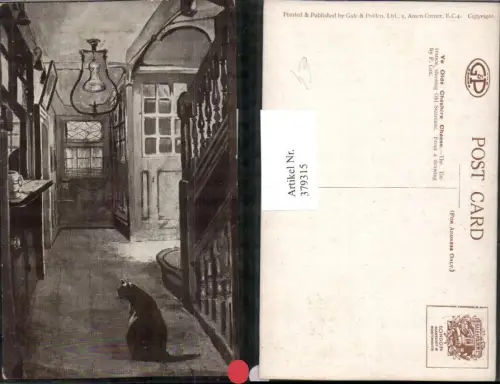 379315,Künstler AK England London Ye Olde Cheshire Cheese Pub Entrance Staircase Katze