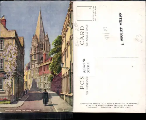 379318,Künstler AK England Oxford Spire of St. Mary the Virgin Straßenansicht Kirchenturm