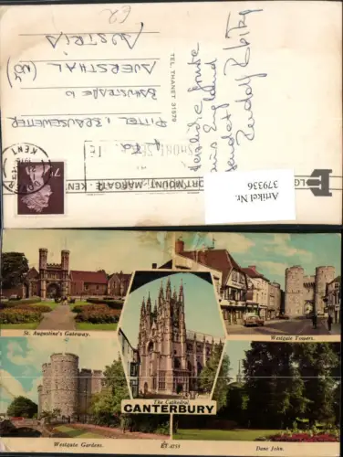 379336,England Canterbury Cathedral St. Augustines Gateway Westgate Gardens Tower Mehrbildkarte