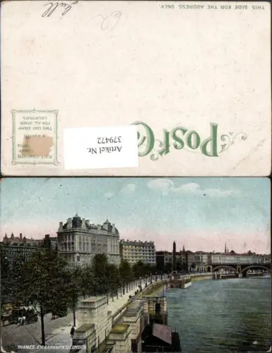 379472,England London Thames Embankment Fluss Quai Brücke