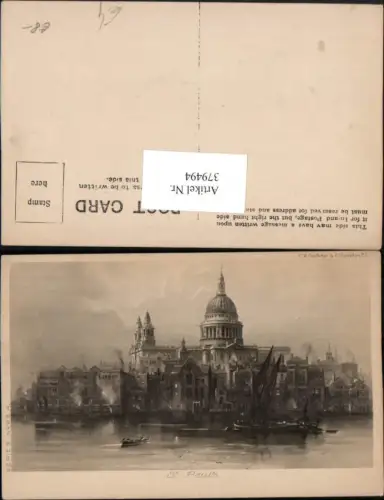 379494,Künstler AK England London St. Pauls Cathedral Kirche Segelboot