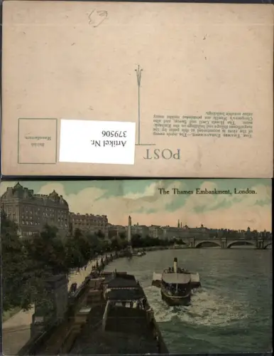 379506,England London The Thames Embankment Fluss Anlegestelle Dampfer Brücke
