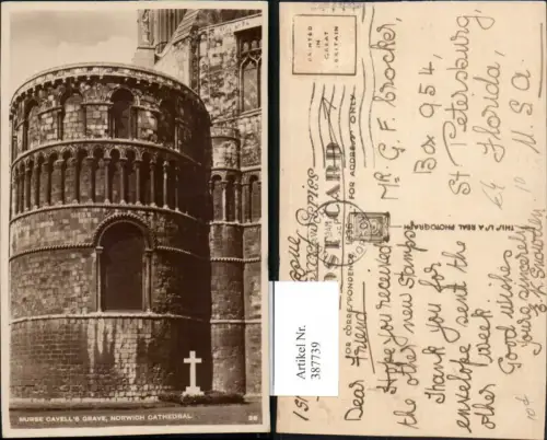 387739,Great Britain England Norwich Cathedral Nurse Cavells Grave Mausoleum