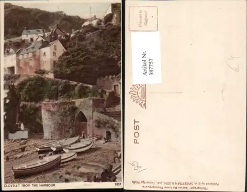 387757,Great Britain England Clovelly from the Harbour Teilansicht Boote
