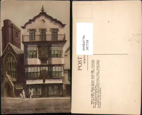 387758,Künstler AK Great Britain England Exeter Mols Coffee House Kaffeehaus