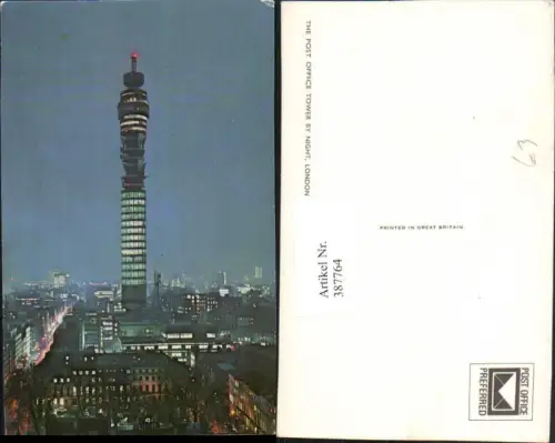 387764,Great Britain England London Post Office Tower by Night Turm