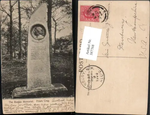 387768,Great Britain England Keswick Friars Crag Ruskin Memorial Gedenkstein