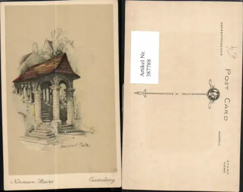 387788,Künstler AK Marjorie C. Bales Great Britain England Canterbury Normans Stairs Stiege