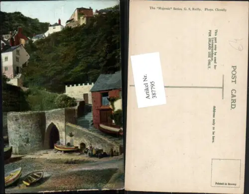 387795,Great Britain England Clovelly Entrance to Village Teilansicht Stiege Boote