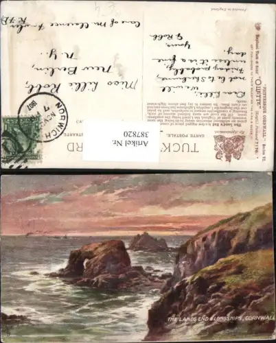 387820,Künstler AK Great Britain England Cornwall Lands End and Longships Küste