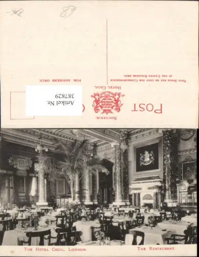 387829,Great Britain England London Hotel Cecil Restaurant Innenansicht
