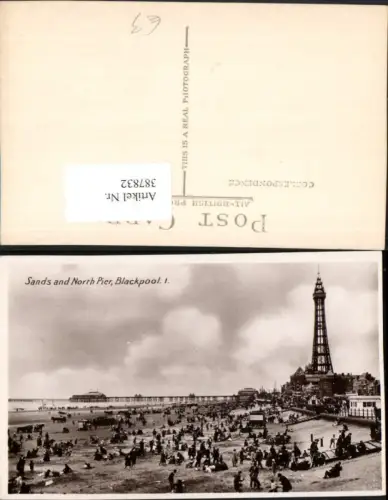 387832,Great Britain England Blackpool Sands and North Pier Strand Strandleben Seebrücke