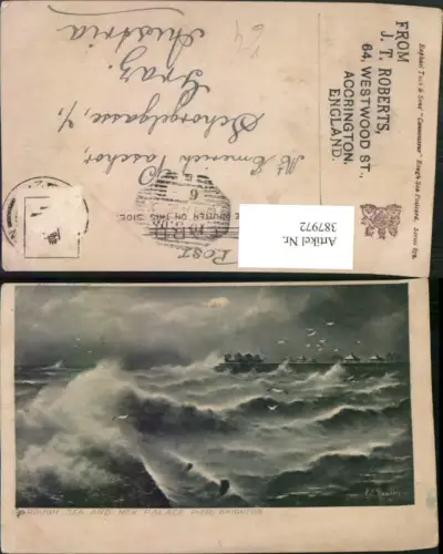 387972,Great Britain England Brighton Rough Sea New Palace Pier Brandung pub Raphael Tuck 672