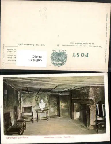 390007,Künstler AK Great Britain England Stratford-on-Avon Shakespeare House Birth Room Büste