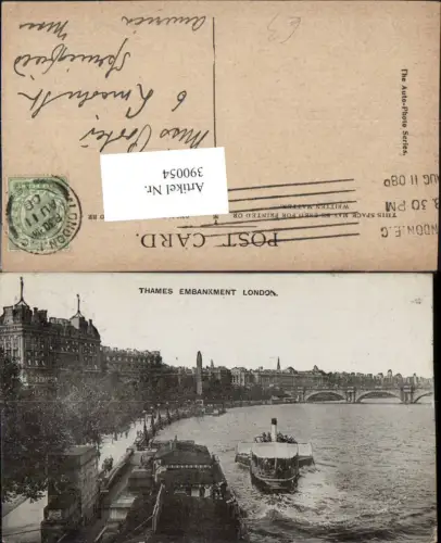 390054,Great Britain England London Thames Embankment Dampfer Brücke