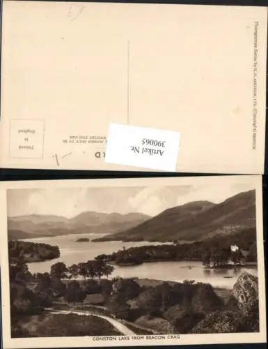 390065,Great Britain England Coniston Lake from Beacon Crag See