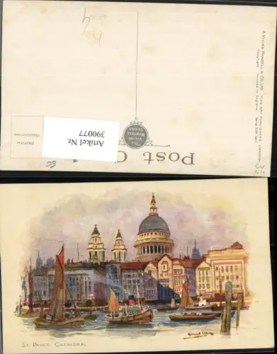 390077,Künstler AK Great Britain England London St. Pauls Cathedral Kirche Boote