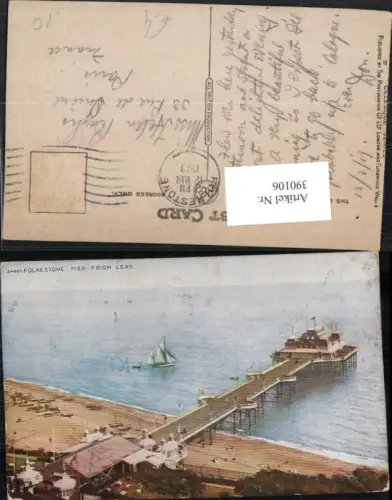 390106,Great Britain England Shepway Folkestone Pier from Leas Seebrücke