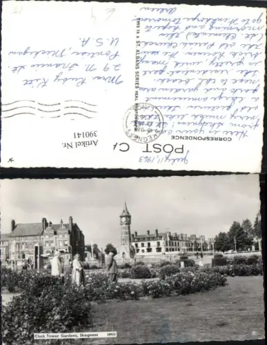 390141,Great Britain England Skegness Clock Tower Gardens Garten Uhr