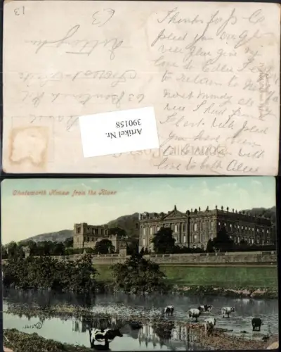 390158,Great Britain England Bakewell Chatsworth House from the River