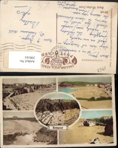 390161,Great Britain England Newquay Beaches Strand Strandleben Mehrbildkarte
