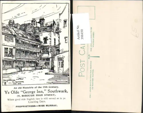 398450,Künstler AK England Southwark Ye Olde George Inn