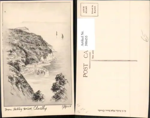 398455,Künstler AK England Clovelly from Hobby Drive Teilansicht