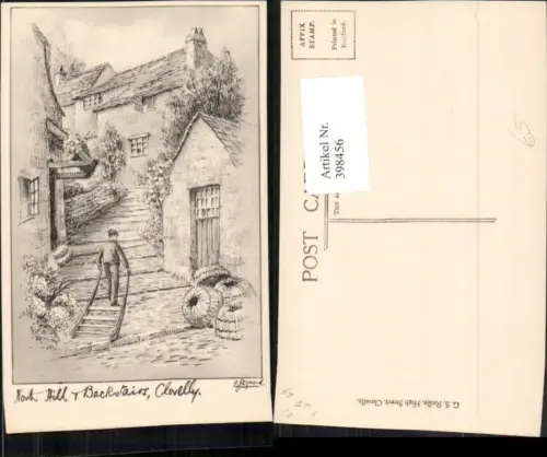 398456,Künstler AK England Clovelly North Hill Backstairs Straße