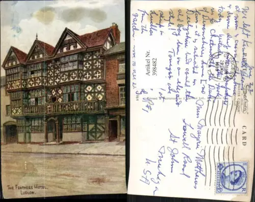 398482,Künstler AK England Ludlow Feathers Hotel